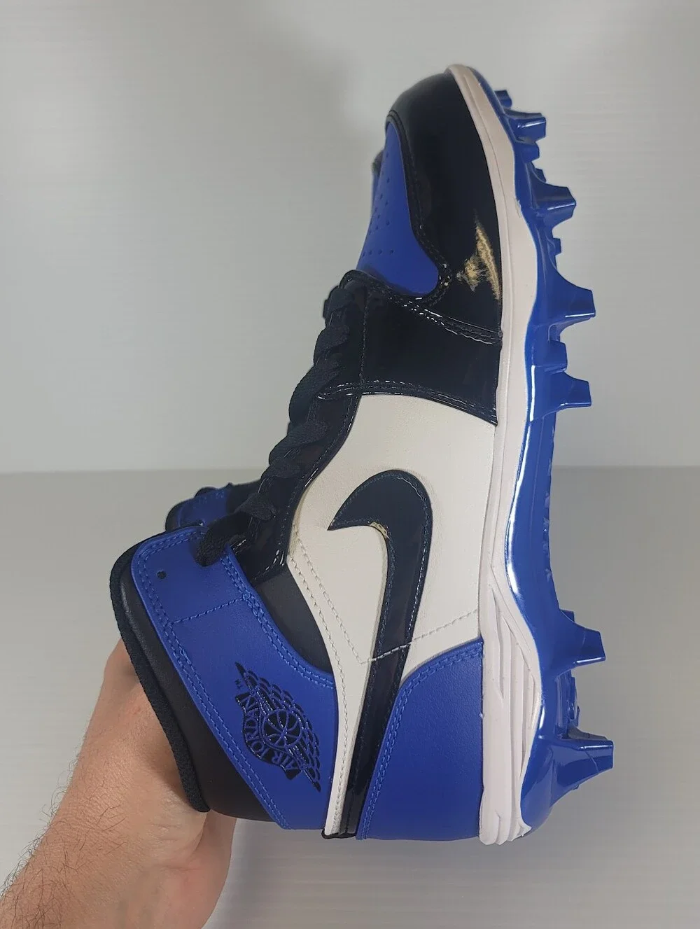 Nike Men's Size Jordan 1 Mid TD FJ6805 401 Game Royal/Black Football Cleats